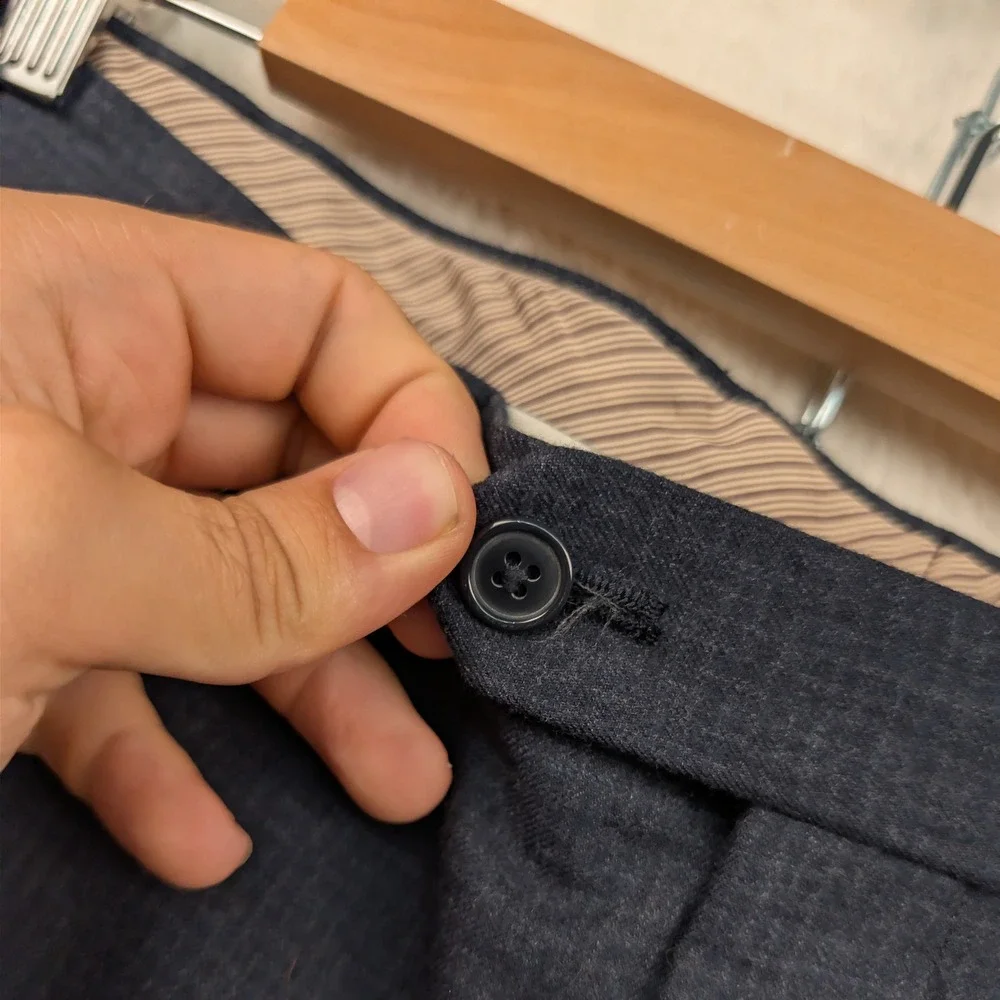VTG Lauren Ralph Lauren Dress Pants Men's 37x34 Navy Wool Pleated Cuffed Y2K
